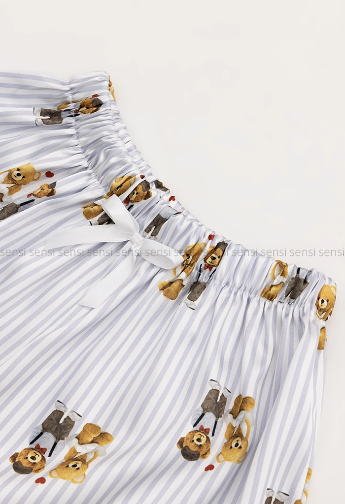 ست تاپ و شلوارک ساتن طرح دار کد1005472